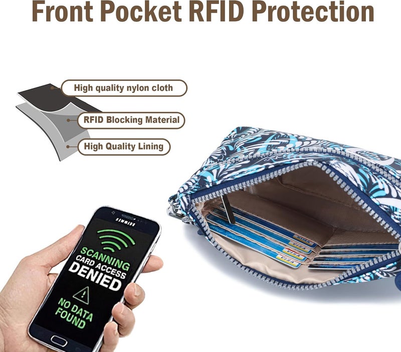 AOCINA Small Wristlet Wallet for Women RFID Blocking Crossbody Purse Gifts for Valentines Day Nylon Cell Phone Purses - Image 4